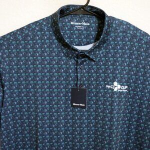 Mizzen Main Shirt Men 2XL New Short Sleeve Golf Performance Polo Trim Fit Blue